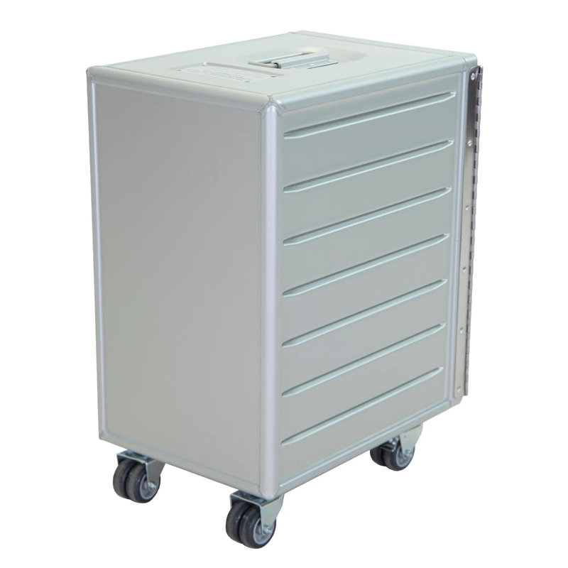 Industrail Locker End Table with Storage, Brushed Silver