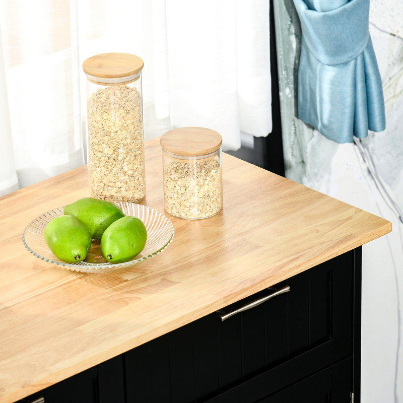 Îlot de rangement de 41 po pour la cuisine, noir avec compartiments fonctionnels pour îlot de cuisine et tiroirs