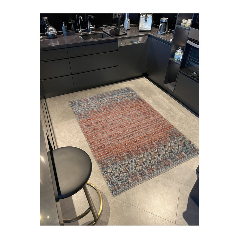 Tapis tissé à motif moderne, Sous-tapis rond 3 pi 3 po inclus