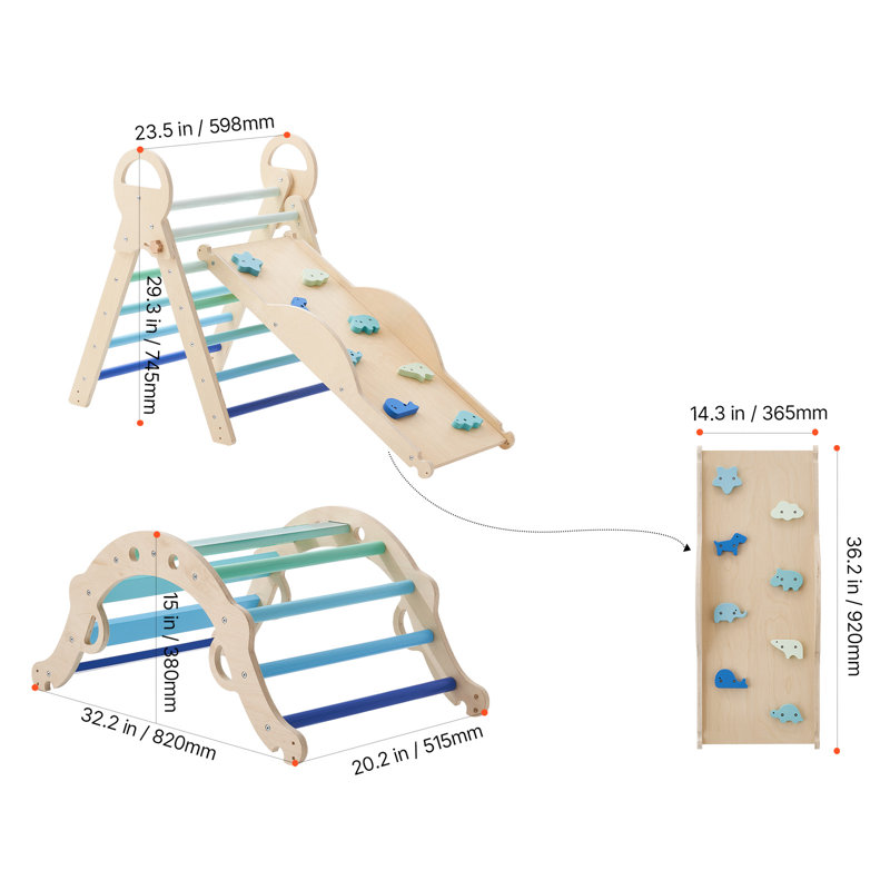 VEVOR 195 W Indoor Solid Wood Climber, Beige/Blue