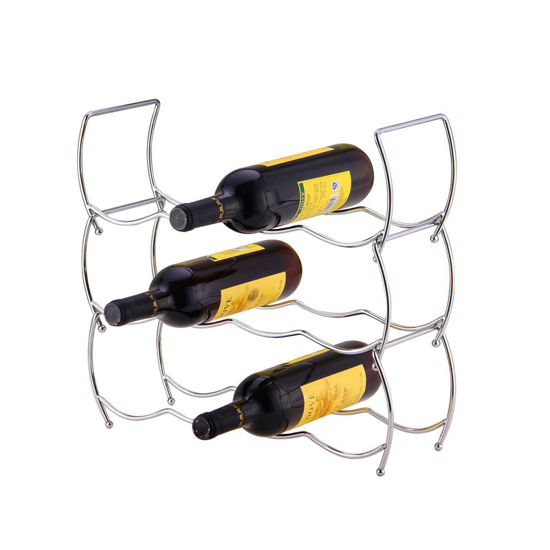 Hulce Tabletop Wine Bottle Rack in Polished Chrome