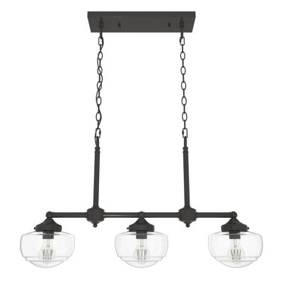 Saddle Creek 3 - Light Kitchen Island Linear Schoolhouse Chandelier
