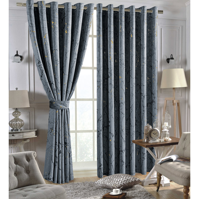 Delyth Blackout Curtain Pair, Grey, Width 229 x Drop 229cm