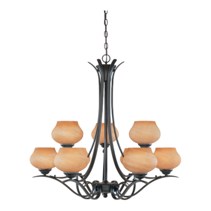 Rigoberto 9 - Light Dimmable Tiered Chandelier, Bronze, 66" H x 32" W x 32" D