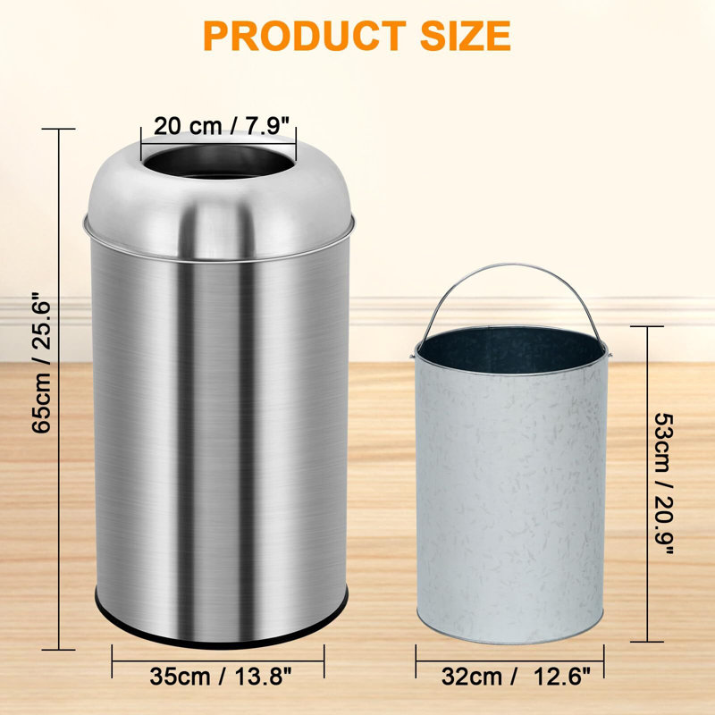 Stainless Steel Open Kitchen Trash Can, 13