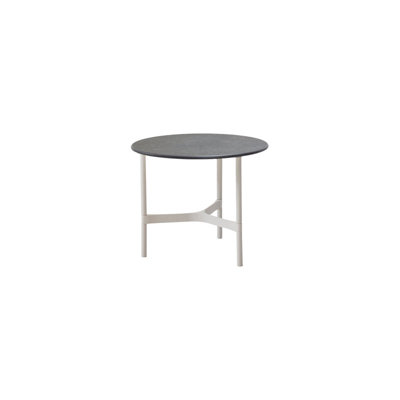 Twist Outdoor Round Teak Coffee Table, Lava Gray/Black, 14.99" H x 17.8" W x 17.8" D