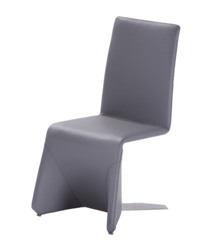 Chaise parsons à oreilles en cuir Jollanta, Gris