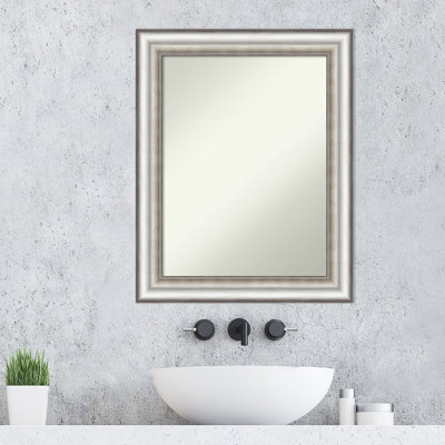 Salon Silver 23.25 in. x 29.25 in. Bathroom Vanity Non-Beveled Wall Mirror
