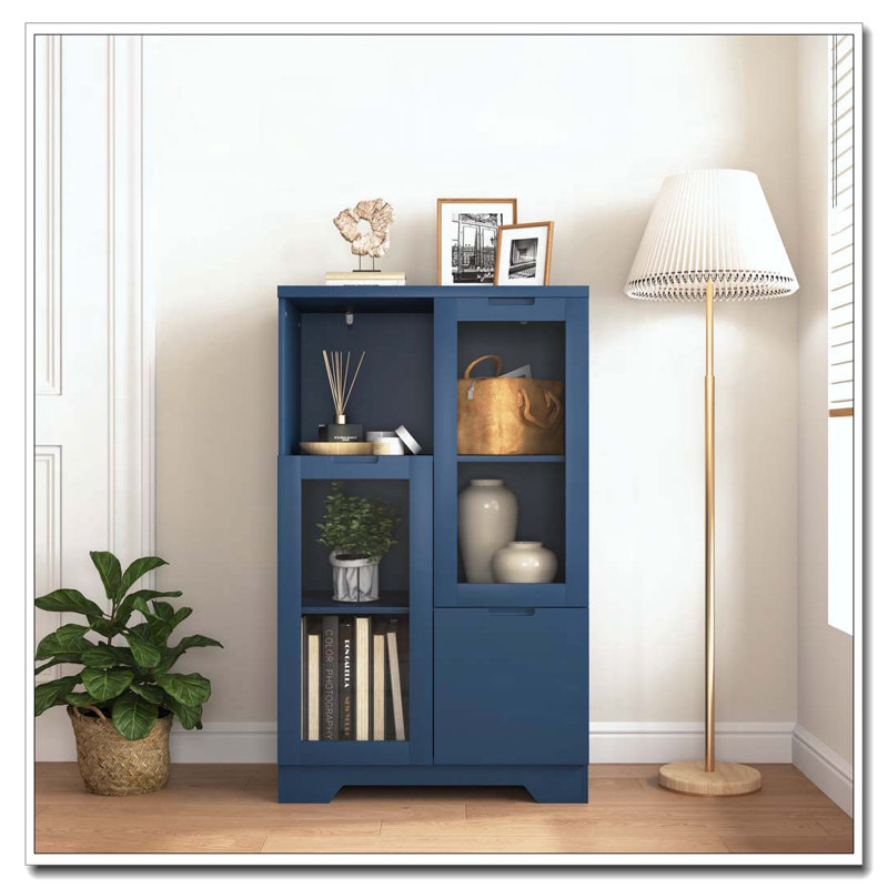 Panneau de rangement en panneau de fibres à densité moyenne, Bleu