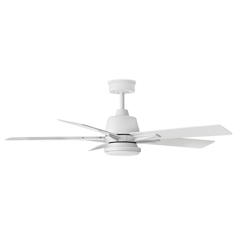 52" 5 - Blade LED Smart Standard Ceiling Fan with Remote Control and Light Kit Included, Matte White
