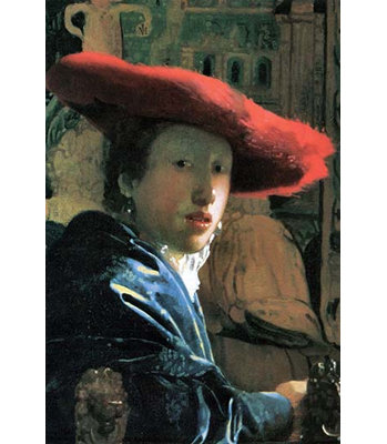 «Girl with Red Hat» par Johannes Vermeer, reproduction d'art