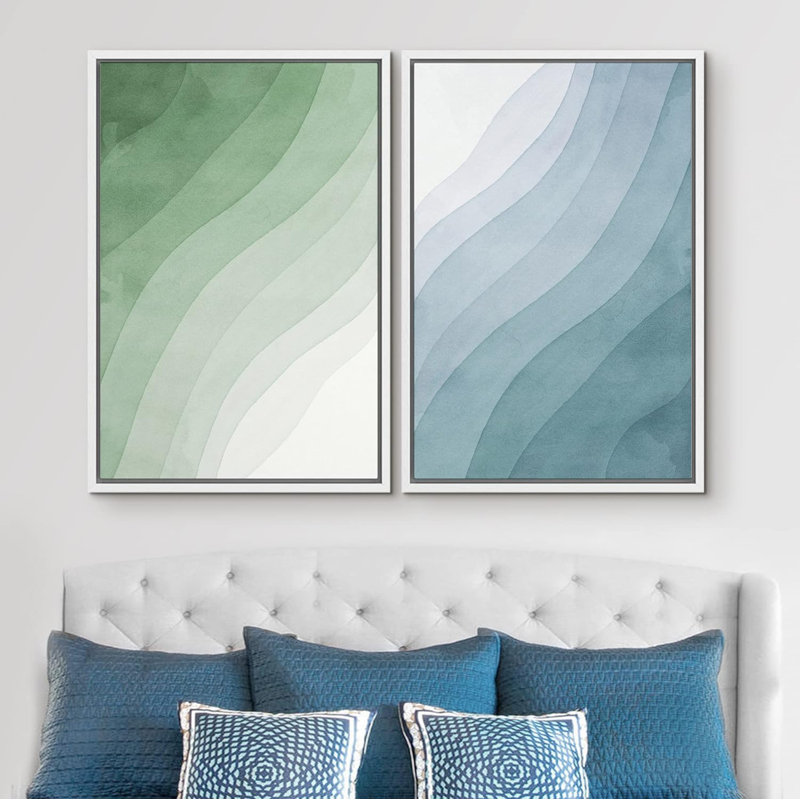 «Watercolor Pastel Pine Treeest Wilderness», 2 pièces, Blanc, H 36 po x l 24 po
