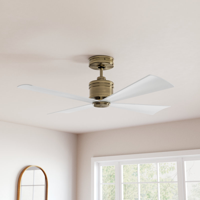 56'' Ceiling Fan, Hand-Rubbed Antique Brass/Matte White
