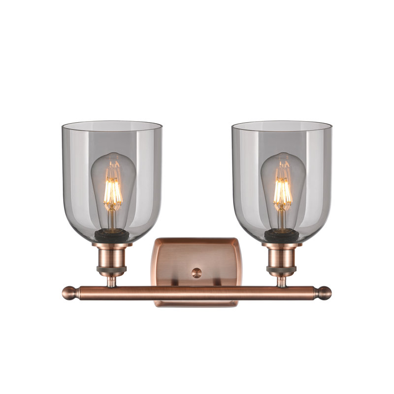 Éclairage pour meuble-lavabo à 2 lumières à intensité variable Allysson, Gris fumée clair, Cuivre antique