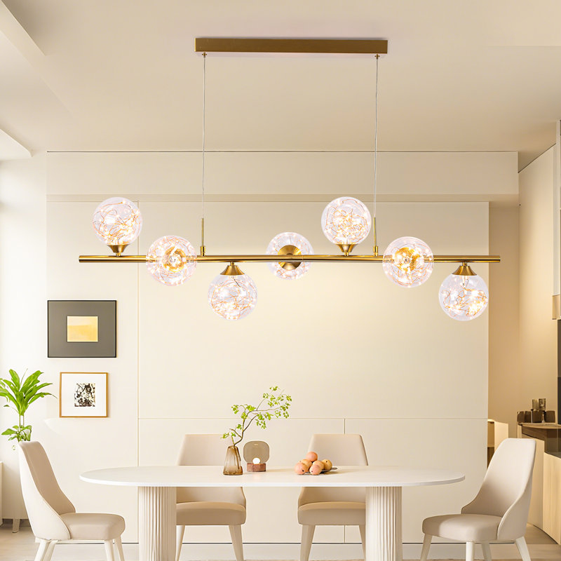 Charmisa 7 - Light Kitchen Island Linear LED Pendant, Gold