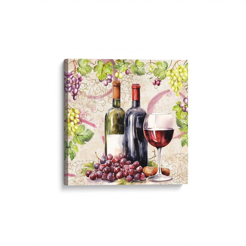 «Red Wine Still Life» par Nicole DeCamp, reproduction d'art, 36" H x 36" W, Ne s’applique pas, Toile non encadrée