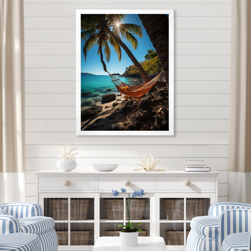Photo de plage, vibrations tropicales sur toile, Cadre photo blanc, L 24 po x H 32 po