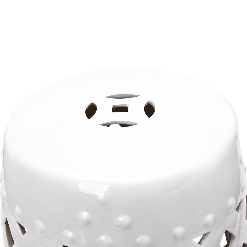 Repose-pieds en céramique blanc avec motif, 13 po x 18 po, tissé, robuste et chic, 13 po x 18 po, blanc