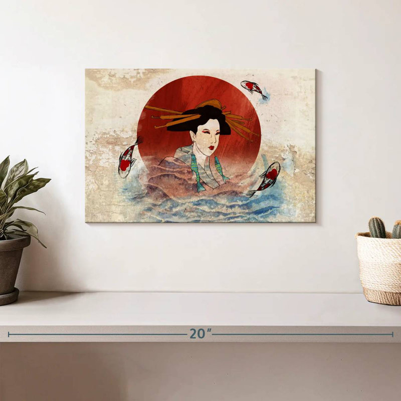 Koi et Geisha japonais Leisha, H 8 po x l 12 po