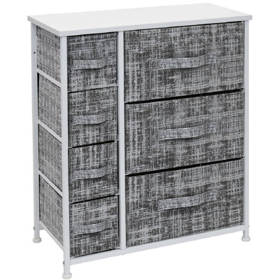Commode 7 tiroirs - Gris / blanc