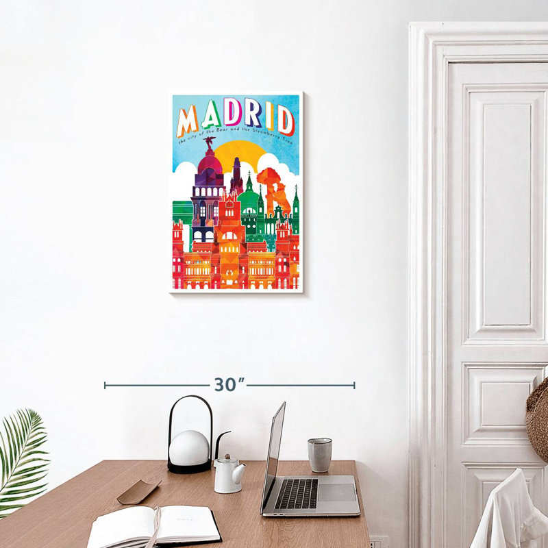 Affiche rétro de Madrid, Madrid, H 24 po x l 16 po