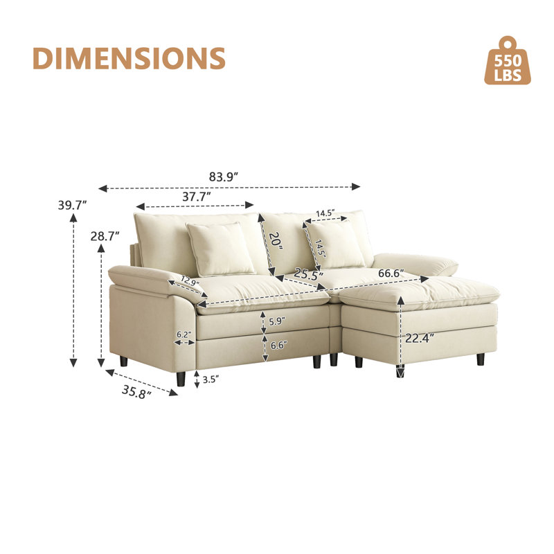 Canapé double Chenier avec une pédale, Blanc