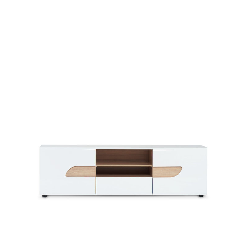 Goddard TV Stand, Matt white/High-gloss white/Oak