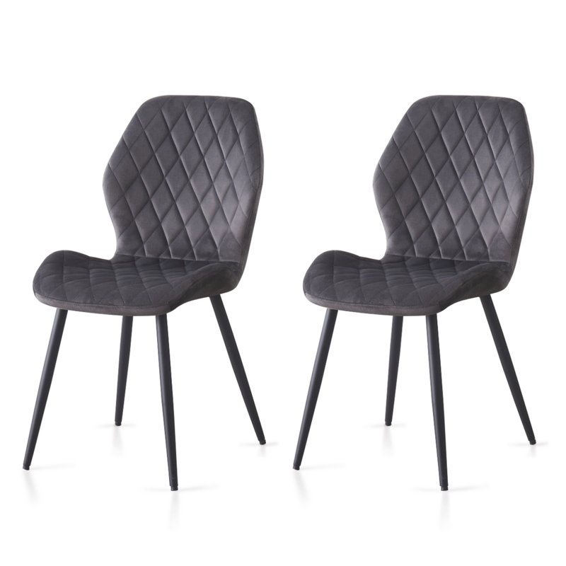 Stansky Upholstered Velvet Dining Chairs, Grey