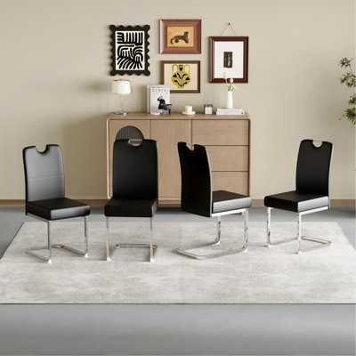 Ensemble de 4 chaises de salle à manger épaissies avec ensembles de ressorts intégrés et conception ergonomique - alliant parfaitement confort et élégance