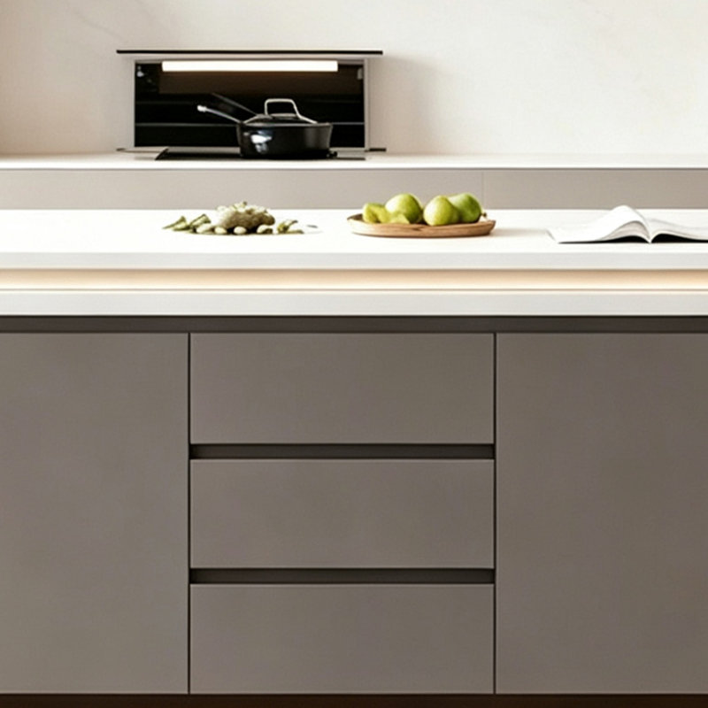 Table Trei moderne avec rangement pour cuisine à aire ouverte, Grey