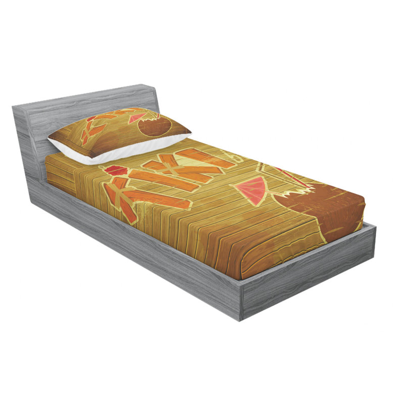 Ensemble de literie mural tiki plankson, Ensemble de draps pour lit simple avec drap-housse