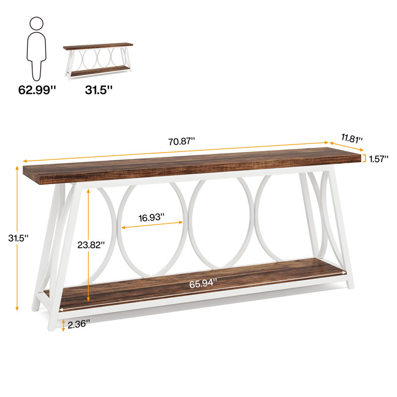 Pierz 70.87'' Console Table, Brown/White