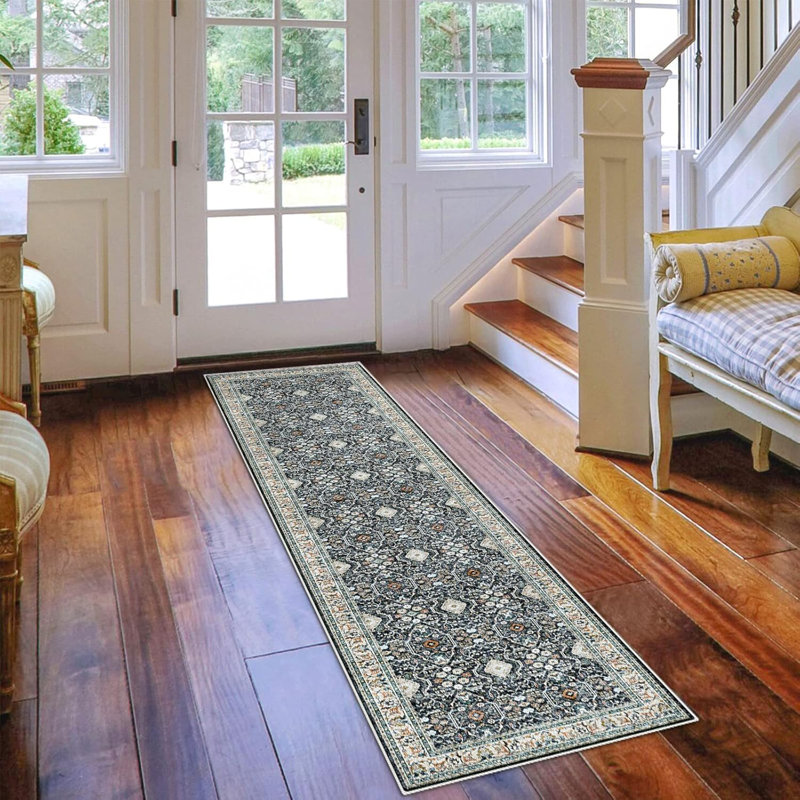 Non Slip for Hallways,Washable Hallway Rug,Long Ultra Soft Kitchen Rug,Non Shedding Accent Farmhouse Rugs (Black)