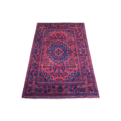 Tapis oriental rouge en laine noué à la main 3 pi 3 po x 4 pi 10 po - MOA10272038