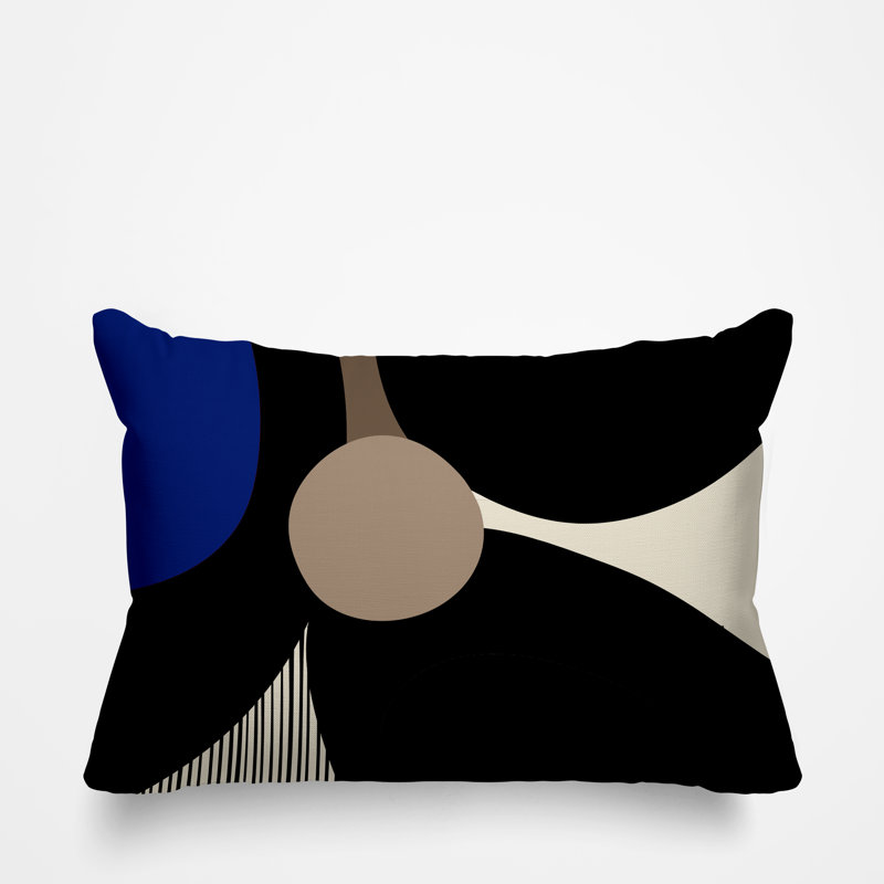 Coussin décoratif intérieur / extérieur en polyester filé Janie, Bleu marine, H 14 po x l 20 po