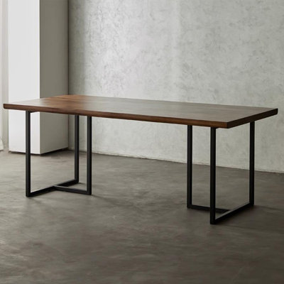 Brown Rectangular Solid with Carbon Steel Dining Table For Dining Room/Kitchen