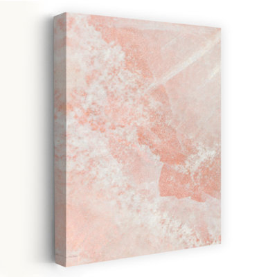 «Fractured Horizons», art abstrait texturé rose et blanc