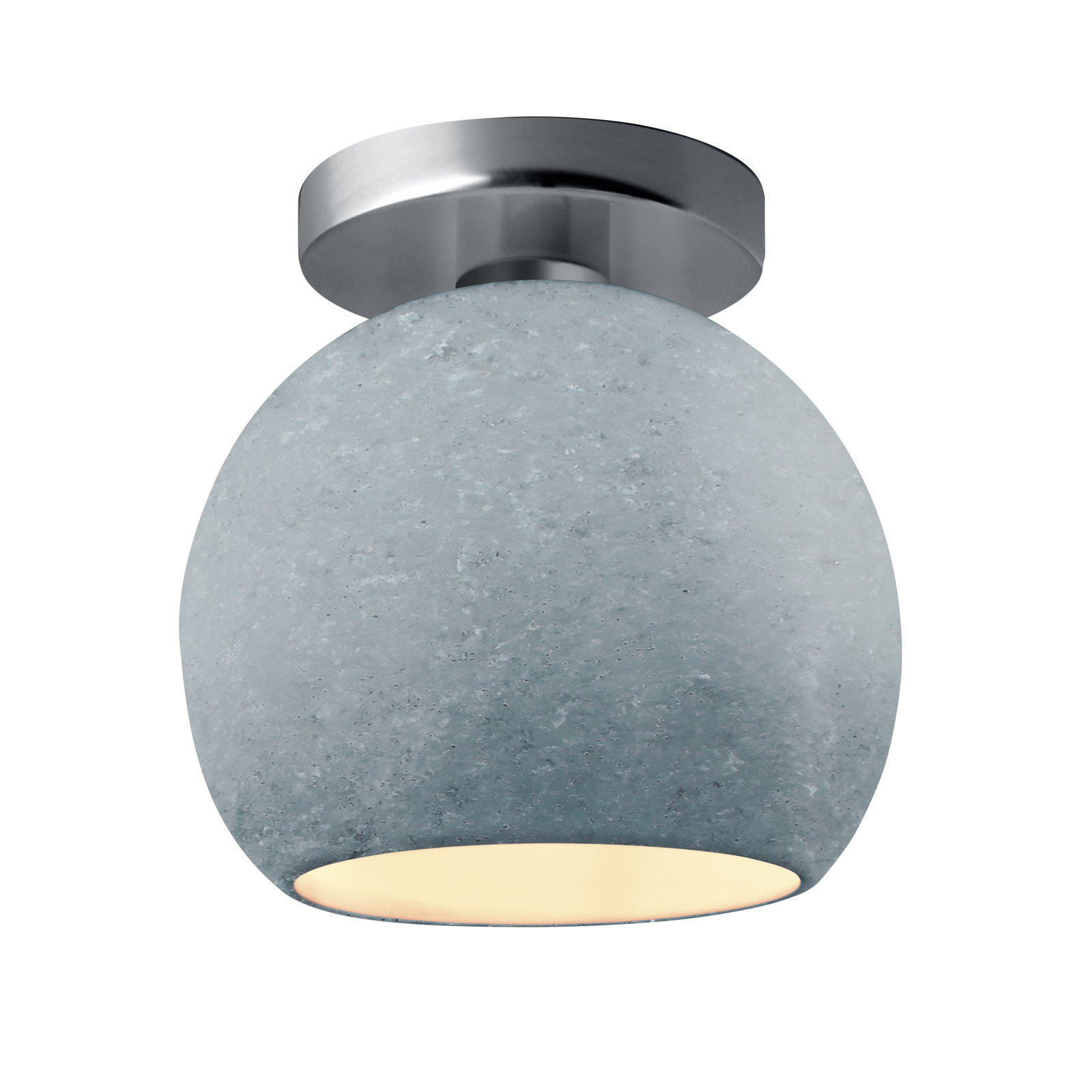 Single Light Ceramic LED Semi Flush Mount, 9" H x 10" W x 10" D, Brushed Nickel, Concrete