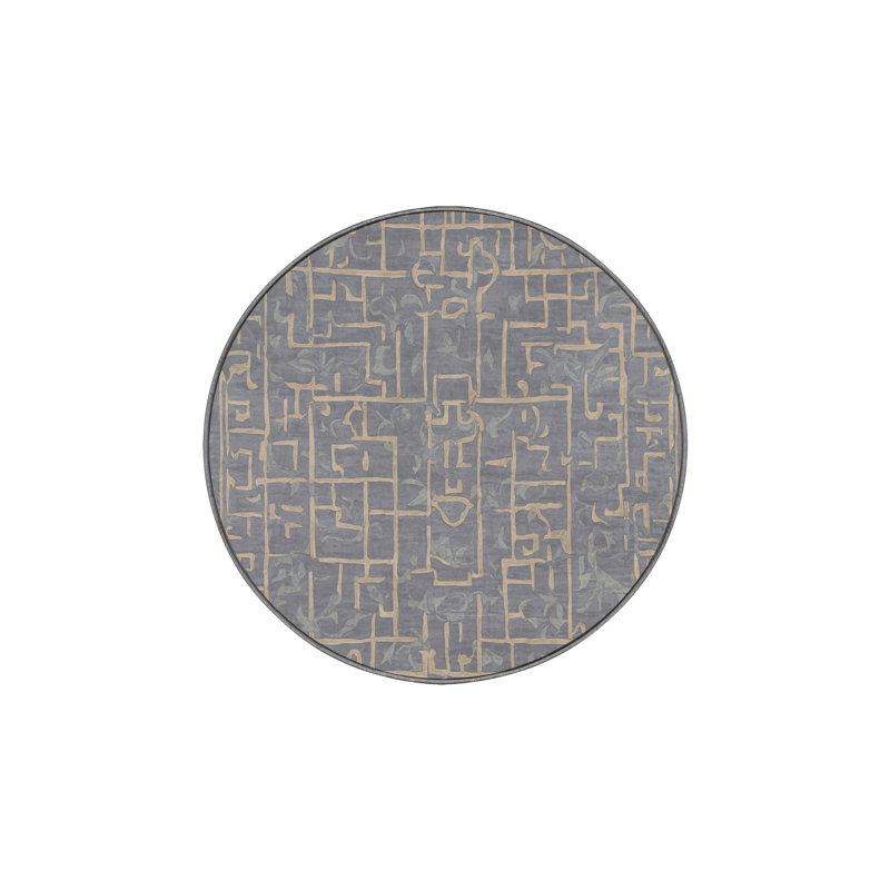 Machine Washable Gray Area Rug, Round 8'