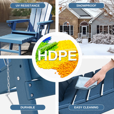 Hdpe Folding Adirondack Chair With Ottoman