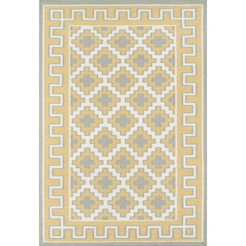 Tapis doré en laine tissé à la main Mattawa Brookline, Rectangle 9 pi x 12 pi