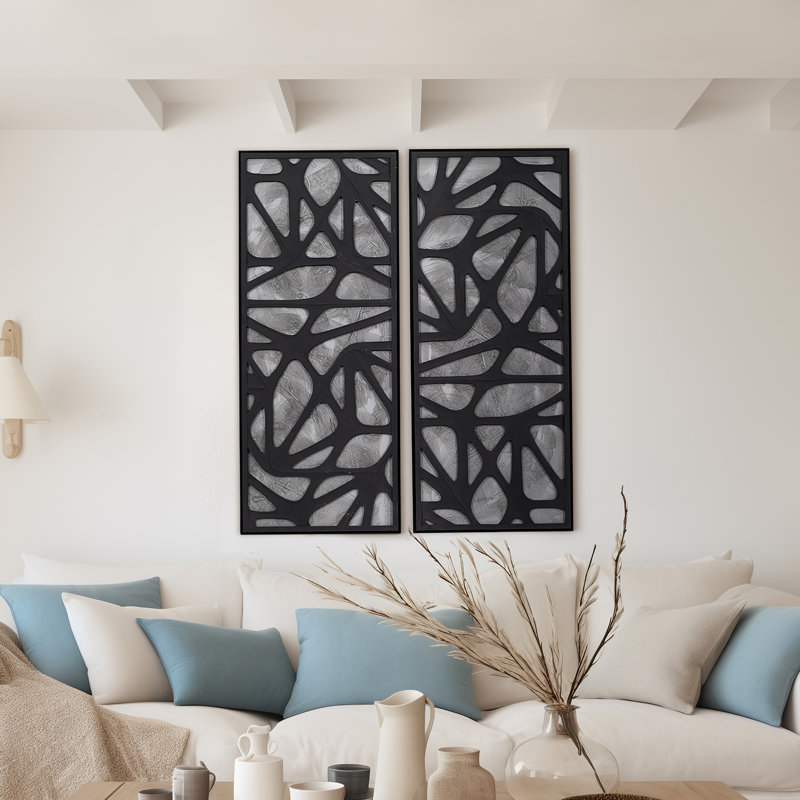 Set of 2 25X59" Ventre Dimensional Wall Art for Contemporary Homes.