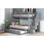 Lit simple superposé au dessus d'un lit double avec lit gigogne simple et escalier de rangement-92006487