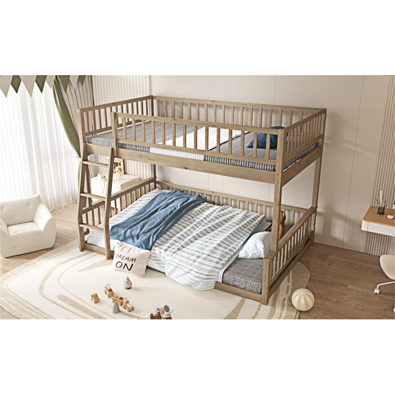 Bunk Bed With Ladder And Guardrails, Walnut