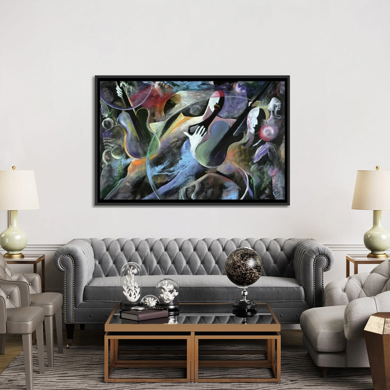 «jammin’print on toile, H 18 po x l 26 po x P 1,5 po, Toile avec cadre noir, Pas de tapis