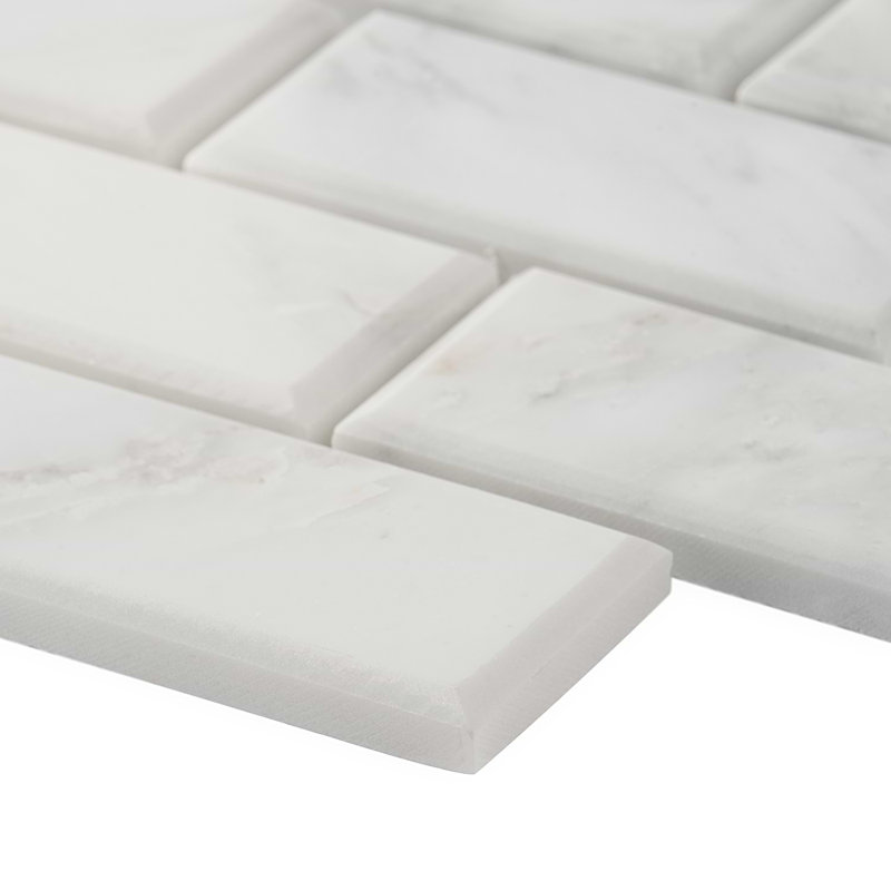 Asian Statuary 2x4 Beveled Brick Polished Marble Mosaic Tile