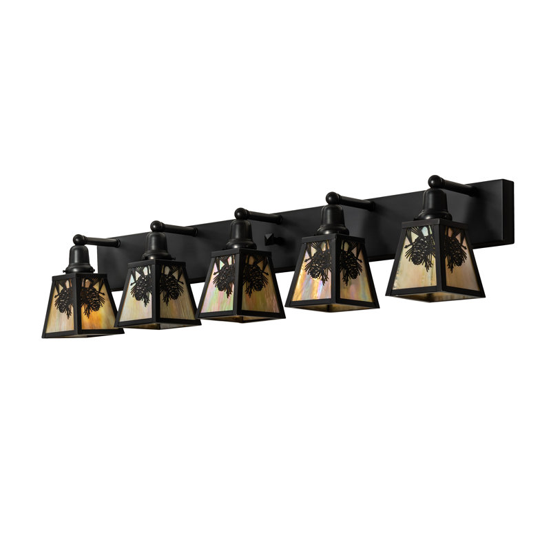 Vanity Light, 10" H x 48" W x 9" D, Beige, Craftsman Brown