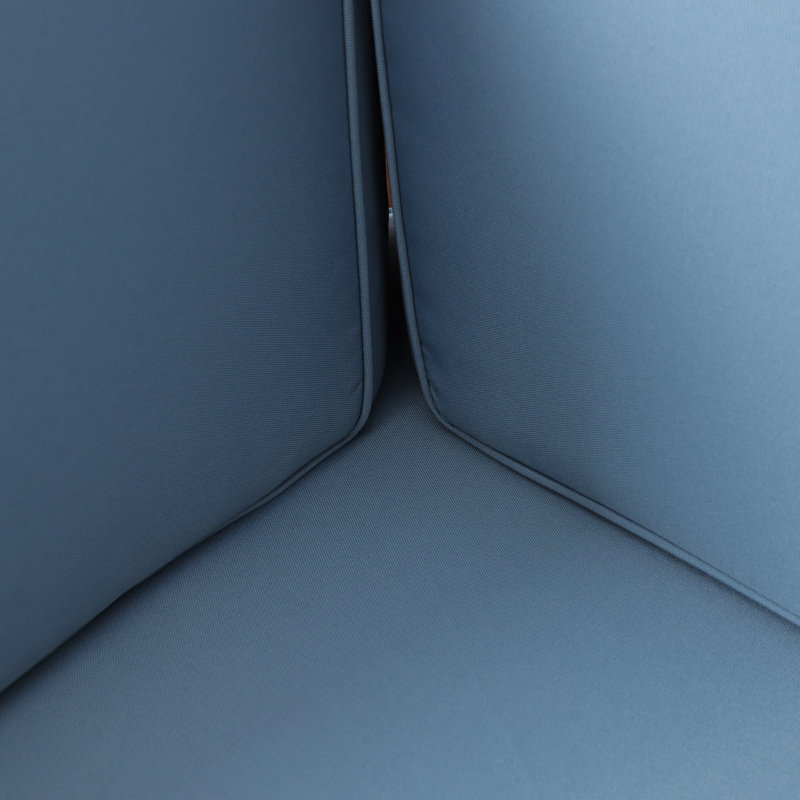 Canapé modulaire d'extérieur en forme de L Ouareau, Orienté à droite, Bleu, Teck