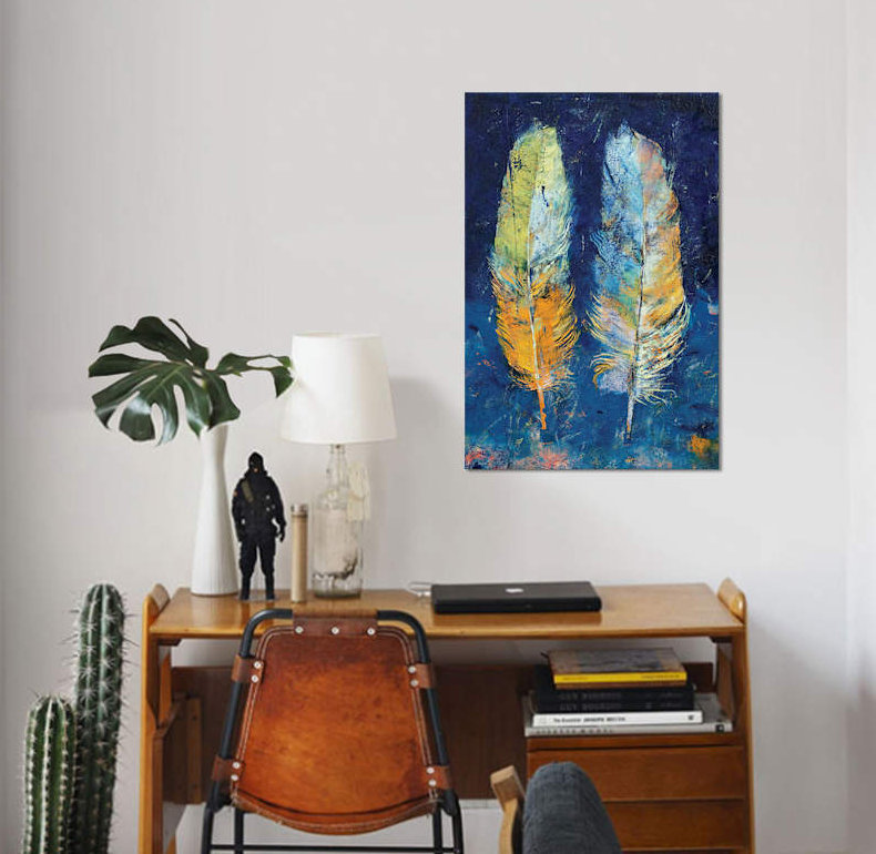 «Feathers», impression sur toile, H 18 po x l 12 po x P 1,5 po, Toile tendue, Pas de tapis