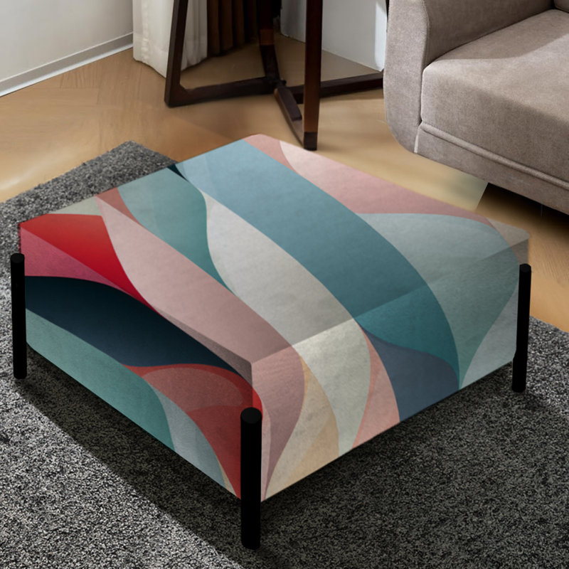 Subdued Elegance - Striped Large Square Ottoman